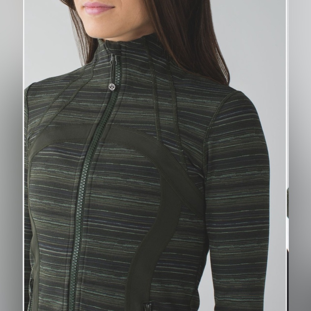 Lululemon Define Jacket- Cyber Stripe Gator Green Black size 6